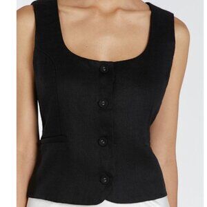 DISSH OSCAR BLACK SCOOP NECK LINEN VEST